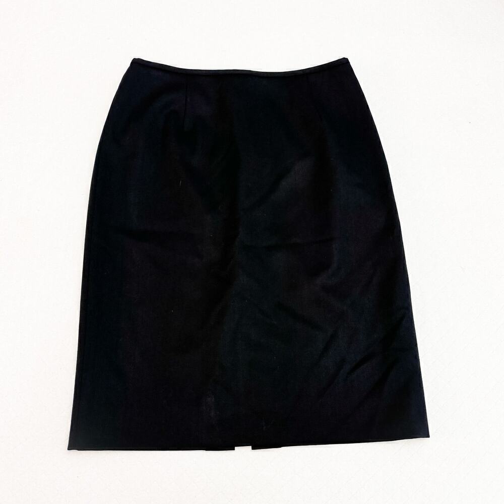 Lafayette 148 Black Pencil Skirt Back Slit 4% Stretch Size 4